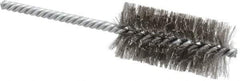 Weiler - 1-1/4" Diam Helical Stainless Steel Tube Brush - Double Spiral, 0.006" Filament Diam, 2-1/2" Brush Length, 5-1/2" OAL, 1/4" Diam Shank - Strong Tooling