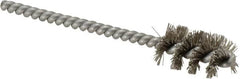 Weiler - 9/16" Diam Helical Stainless Steel Tube Brush - 0.0104" Filament Diam, 1" Brush Length, 3-1/2" OAL, 3/16" Diam Stainless Steel Shank - Strong Tooling