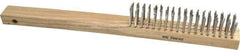 Weiler - 4 Rows x 18 Columns Curved Handle Stainless Steel Scratch Brush - 6" Brush Length, 14" OAL, 1" Trim Length, Wood Curved Handle - Strong Tooling