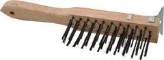 Weiler - 4 Rows x 11 Columns Steel Scratch Brush - 5" Brush Length, 11-1/2" OAL, 1-5/8" Trim Length, Wood Straight Handle - Strong Tooling