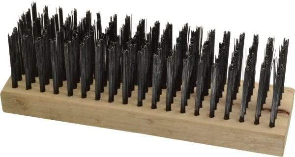 Weiler - 6 Rows x 19 Columns Steel Scratch Brush - 7" Brush Length, 7-1/4" OAL, 1-5/8" Trim Length, Wood Straight Handle - Strong Tooling