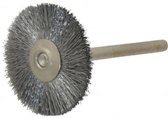 Weiler - 1" OD, 1/8" Shank Diam, Crimped Steel Wheel Brush - 5/16" Trim Length, 0.005" Filament Diam, 37,000 RPM - Strong Tooling