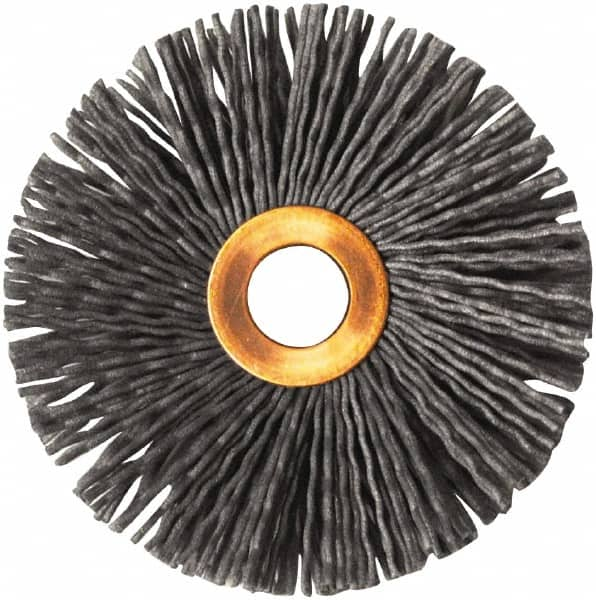 Weiler - 3" OD, 1/2" Arbor Hole, Nylon Wheel Brush - 1/2" Face Width, 1" Trim Length, 0.035" Filament Diam, 10,000 RPM - Strong Tooling