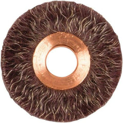 Weiler - 2" OD, 1/2" Arbor Hole, Crimped Steel Wheel Brush - 1/4" Face Width, 1/2" Trim Length, 0.014" Filament Diam, 20,000 RPM - Strong Tooling