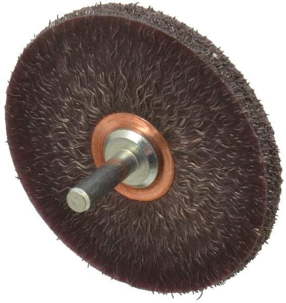 Weiler - 3" OD, 1/4" Shank Diam, Crimped Steel Wheel Brush - 1/4" Face Width, 1" Trim Length, 0.0118" Filament Diam, 20,000 RPM - Strong Tooling