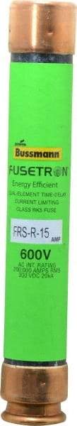 Cooper Bussmann - 300 VDC, 600 VAC, 15 Amp, Time Delay General Purpose Fuse - Fuse Holder Mount, 127mm OAL, 20 at DC, 200 (RMS) kA Rating, 13/16" Diam - Strong Tooling