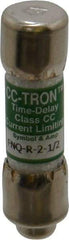 Cooper Bussmann - 300 VDC, 600 VAC, 2.5 Amp, Time Delay General Purpose Fuse - Fuse Holder Mount, 1-1/2" OAL, 200 at AC (RMS) kA Rating, 13/32" Diam - Strong Tooling