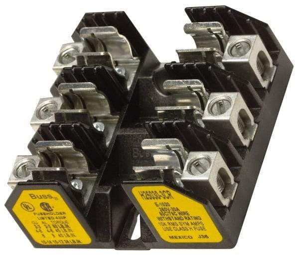 Cooper Bussmann - 3 Pole, 8 to 1/0 AWG, 250 VAC/VDC, 100 Amp, Screw Mount Fuse Block - 7.36 Inch Long x 4.94 Inch Wide x 2.06 Inch High Block - Strong Tooling