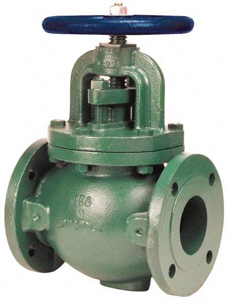 NIBCO - 5" Pipe, Flanged-Raised Face Ends, Iron Outside Screw & Yoke Globe Valve - Cast Bronze Disc, Bolted Bonnet, 285 psi WOG, Class 150 - Strong Tooling