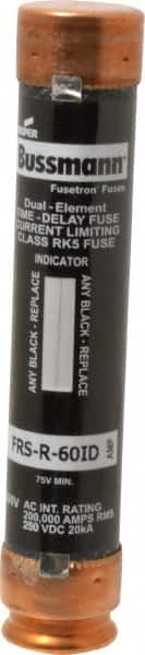 Cooper Bussmann - 250 VDC, 600 VAC, 60 Amp, Time Delay General Purpose Fuse - Fuse Holder Mount, 5-1/2" OAL, 20 at DC, 200 (RMS) kA Rating, 27mm Diam - Strong Tooling