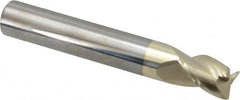 Accupro - 3/8", 3 Flute, Single End, Solid Carbide, 0.02" Corner Radius End Mill - 2-1/2" OAL, 37° Helix, Right Hand Flute, 1/2" LOC, Right Hand Cut - Strong Tooling