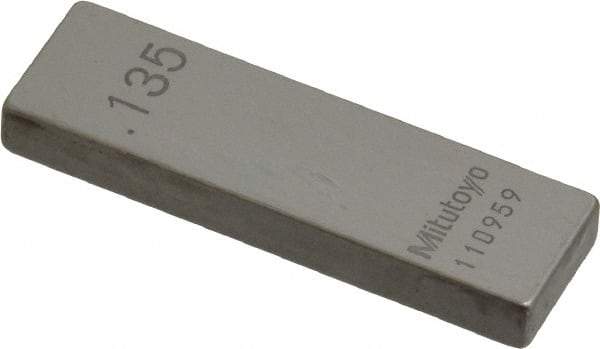 Mitutoyo - 0.135" Rectangular Steel Gage Block - Accuracy Grade AS-1, Includes Certificate of Inspection - Strong Tooling