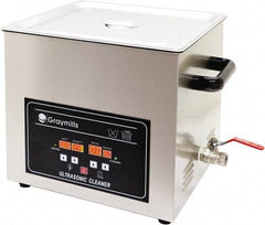 Graymills - Bench Top Water-Based Ultrasonic Cleaner - 4 Gal Max Operating Capacity, 304 Stainless Steel Tank, 330.2mm High x 14" Long x 13" Wide, 120 Input Volts - Strong Tooling