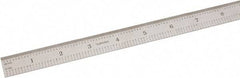 SPI - 18" Long, 1/100, 1/10" and 0.5, 1mm Graduation, Flexible Steel Rule - Decimal/Metric Graduation Style, 3/4" Wide, Silver, Satin Chrome Finish - Strong Tooling