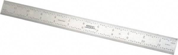 SPI - 12" Long, 1/64, 1/32, 1/16, 1/8" Graduation, Rigid Steel Rule - 4R Graduation Style, 1" Wide, Silver - Strong Tooling