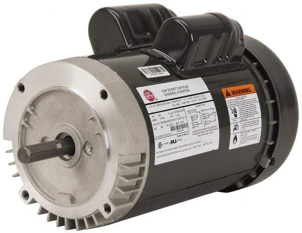 US Motors - 3/4 hp, TEFC Enclosure, No Thermal Protection, 1,140 RPM, 115/230 Volt, 60 Hz, Single Phase Capacitor Start-Cap Run Motor - Size 56C Frame, C-Face Mount, 1 Speed, Ball Bearings, 12.2/6.1 Full Load Amps, B Class Insulation, Reversible - Strong Tooling