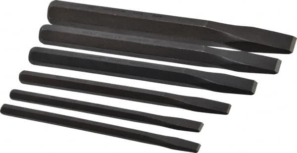 Mayhew - 6 Piece Cold Chisel Set - 5, 4-1/2, 5, 5-3/4, 6 & 7" OAL, Sizes Included 1/4 to 3/4" - Strong Tooling