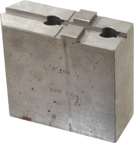 H & R Manufacturing - Tongue & Groove Attachment, Square Soft Lathe Chuck Jaw - Steel, 1-3/4" Btw Mount Hole Ctrs, 3-15/16" Long x 1-1/2" Wide x 3-3/8" High, 5/16" Groove - Strong Tooling