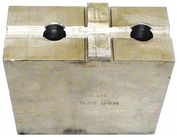 H & R Manufacturing - Tongue & Groove Attachment, Square Soft Lathe Chuck Jaw - Aluminum, 3" Btw Mount Hole Ctrs, 5-5/8" Long x 2" Wide x 3-13/16" High, 1/2" Groove - Strong Tooling