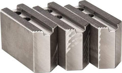 H & R Manufacturing - 1.5mm x 60° Serrated Attachment, Square Soft Lathe Chuck Jaw - 3 Jaws, Steel, 0.787" Btw Mount Hole Ctrs, 3-1/8" Long x 1-1/4" Wide x 2" High, 0.472" Groove, 10mm Fastener - Strong Tooling