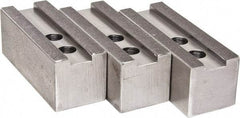 H & R Manufacturing - 1.5mm x 60° Serrated Attachment, Square Soft Lathe Chuck Jaw - 3 Jaws, Steel, 1.181" Btw Mount Hole Ctrs, 5-1/4" Long x 2" Wide x 2" High, 0.827" Groove, 16mm Fastener - Strong Tooling