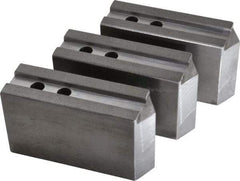 H & R Manufacturing - 1.5mm x 60° Serrated Attachment, Square Soft Lathe Chuck Jaw - 3 Jaws, Steel, 1.181" Btw Mount Hole Ctrs, 6-1/4" Long x 2" Wide x 3-1/2" High, 0.71" Groove, 14mm Fastener - Strong Tooling