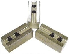 H & R Manufacturing - 1.5mm x 60° Serrated Attachment, Square Soft Lathe Chuck Jaw - 3 Jaws, Aluminum, 1.181" Btw Mount Hole Ctrs, 5-1/4" Long x 2" Wide x 2" High, 0.71" Groove, 14mm Fastener - Strong Tooling