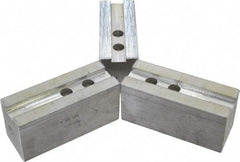 H & R Manufacturing - 1.5mm x 60° Serrated Attachment, Square Soft Lathe Chuck Jaw - 3 Jaws, Aluminum, 1.181" Btw Mount Hole Ctrs, 5-1/4" Long x 2" Wide x 2-1/2" High, 0.71" Groove, 14mm Fastener - Strong Tooling