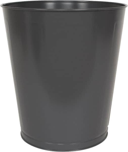 Value Collection - 28 Qt Gray Round Trash Can - Steel, 14-1/4" High - Strong Tooling