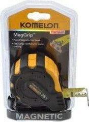 Komelon - 25' x 1" Yellow Blade Tape Measure - 1/16" Graduation, Inch Graduation Style, Yellow/Black Case - Strong Tooling