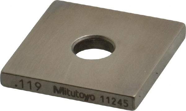 Mitutoyo - 0.119" Square Steel Gage Block - Accuracy Grade 0, Includes Certificate of Inspection - Strong Tooling