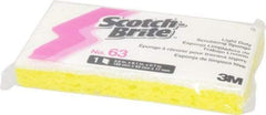 3M - 6.1" Long x 3.6" Wide x 0.7" Thick Scouring Sponge - Light-Duty, Yellow/White - Strong Tooling