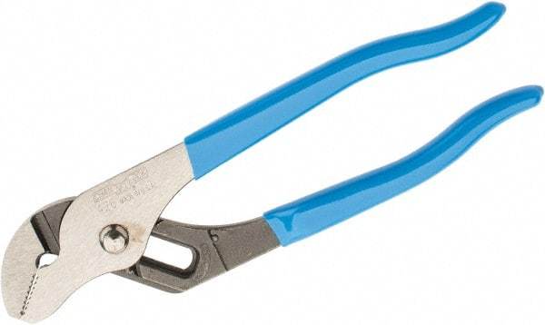 Channellock - 6-1/2" OAL, 7/8" Max Capacity, 5 Position Gooseneck Tongue & Groove Pliers - Straight Jaws, Plastic Dipped Handles - Strong Tooling