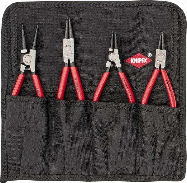 Knipex - 4 Piece, 1/2 to 2-1/2" Bore, 3/8 to 2-1/2" Shaft, Internal/External Retaining Ring Pliers Set - 0.053 to 0.07" Tip Diam Range - Strong Tooling