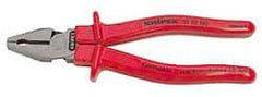 Knipex - 8" OAL, 1-1/2" Jaw Length x 1" Jaw Width, Side Cutting Pliers - Serrated Pipe Jaw, Flat Nose Head, Ergonomic Handles - Strong Tooling