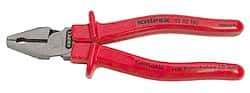 Knipex - 7" OAL, 1-1/4" Jaw Length x 7/8" Jaw Width, Side Cutting Pliers - Serrated Pipe Jaw, Flat Nose Head, Ergonomic Handles - Strong Tooling