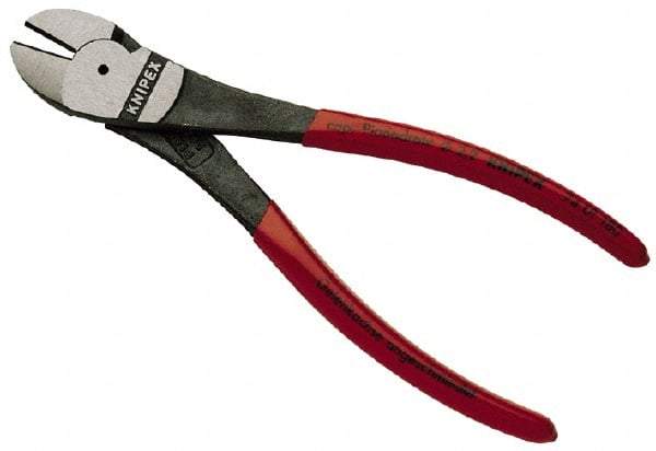 Knipex - 8" OAL, 3/32" Capacity, Diagonal Cutter - 1" Jaw Length x 1" Jaw Width, Oval Head, Plastic Coated Handle - Strong Tooling