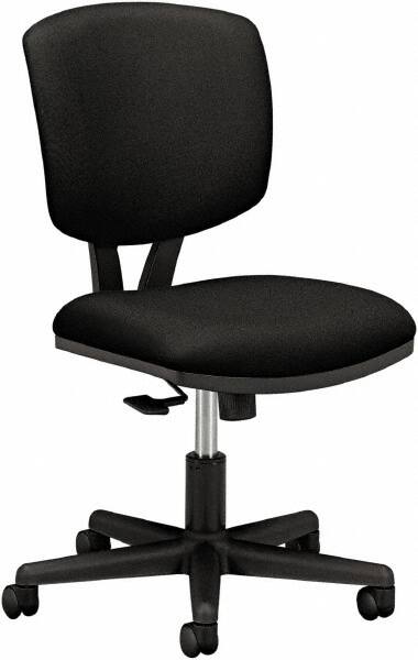 Hon - 18-3/4" High Pneumatic Height Adjustable Chair - 18" Wide x 18" Deep, 100% Polyester Seat, Black - Strong Tooling