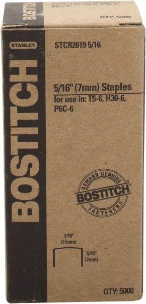 Stanley Bostitch - 1/4" Long x 7/16" Wide, 24 Gauge Crowned Construction Staple - Steel, Chisel Point - Strong Tooling