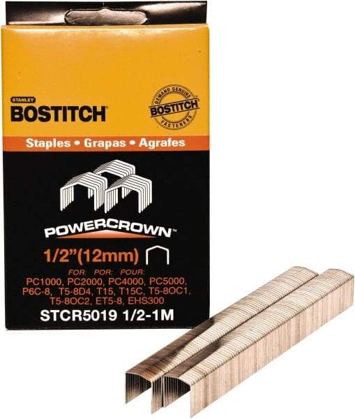 Stanley Bostitch - 1/2" Long x 7/16" Wide, 24 Gauge Crowned Construction Staple - Steel, Chisel Point - Strong Tooling