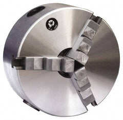 Gibraltar - 3 Jaws, 10" Diam, Self Centering Manual Lathe Chuck - Plain Back Mount Spindle, 1,600 Max RPM, 3.1496" Through Hole Diam, 0.0016" Axial Runout, 0.0016" Radial Runout, Cast Iron - Strong Tooling