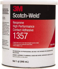 3M - 1 Qt Can Green Contact Adhesive - 1357 1QT HIGH PERFRMNC SCOTCHGRIP CONTACT ADHESV - Strong Tooling