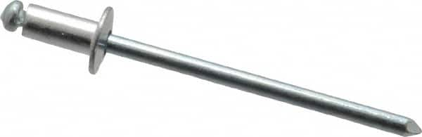 RivetKing - Size 42 Dome Head Aluminum Open End Blind Rivet - Steel Mandrel, 0.063" to 1/8" Grip, 1/4" Head Diam, 0.129" to 0.133" Hole Diam, 0.275" Length Under Head, 1/8" Body Diam - Strong Tooling