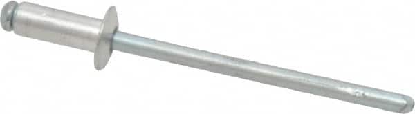 RivetKing - Size 43 Dome Head Aluminum Open End Blind Rivet - Steel Mandrel, 0.126" to 0.187" Grip, 1/4" Head Diam, 0.129" to 0.133" Hole Diam, 0.337" Length Under Head, 1/8" Body Diam - Strong Tooling