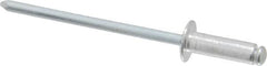 RivetKing - Dome Head Aluminum Open End Blind Rivet - Steel Mandrel, 0.188" to 1/4" Grip, 1/4" Head Diam, 0.129" to 0.133" Hole Diam, 0.4" Length Under Head, 1/8" Body Diam - Strong Tooling