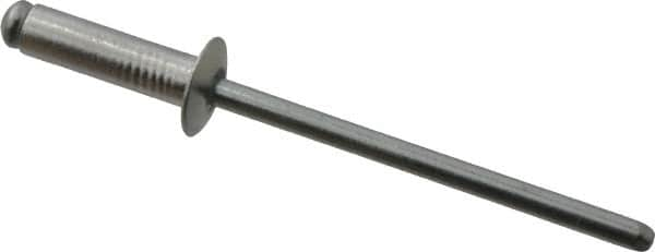 RivetKing - Size 45 Dome Head Aluminum Open End Blind Rivet - Steel Mandrel, 0.251" to 0.312" Grip, 1/4" Head Diam, 0.129" to 0.133" Hole Diam, 0.462" Length Under Head, 1/8" Body Diam - Strong Tooling