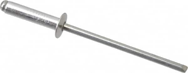 RivetKing - Size 46 Dome Head Aluminum Open End Blind Rivet - Steel Mandrel, 0.313" to 3/8" Grip, 1/4" Head Diam, 0.129" to 0.133" Hole Diam, 0.525" Length Under Head, 1/8" Body Diam - Strong Tooling