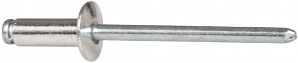 RivetKing - Size 54 Dome Head Aluminum Open End Blind Rivet - Steel Mandrel, 0.188" to 1/4" Grip, 0.312" Head Diam, 0.16" to 0.164" Hole Diam, 0.425" Length Under Head, 5/32" Body Diam - Strong Tooling