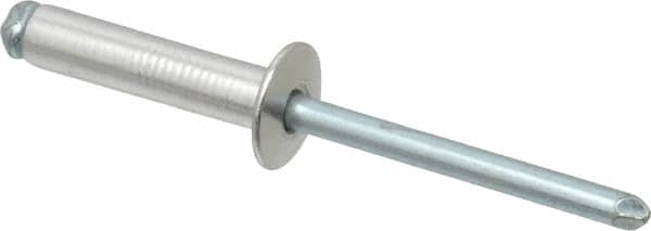 RivetKing - Size 610 Dome Head Aluminum Open End Blind Rivet - Steel Mandrel, 0.501" to 5/8" Grip, 3/8" Head Diam, 0.192" to 0.196" Hole Diam, 0.825" Length Under Head, 3/16" Body Diam - Strong Tooling