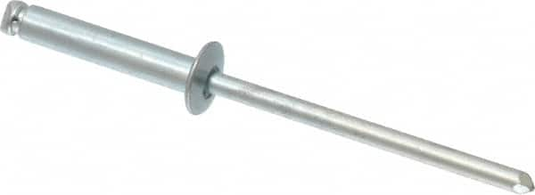 RivetKing - Size 48 Dome Head Steel Open End Blind Rivet - Steel Mandrel, 0.376" to 1/2" Grip, 1/4" Head Diam, 0.129" to 0.133" Hole Diam, 0.65" Length Under Head, 1/8" Body Diam - Strong Tooling